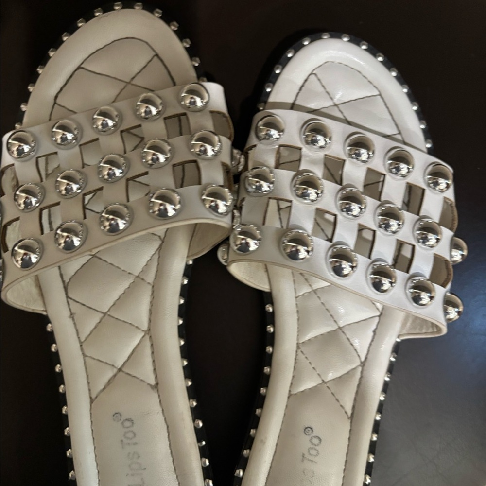 Studded White Sandals